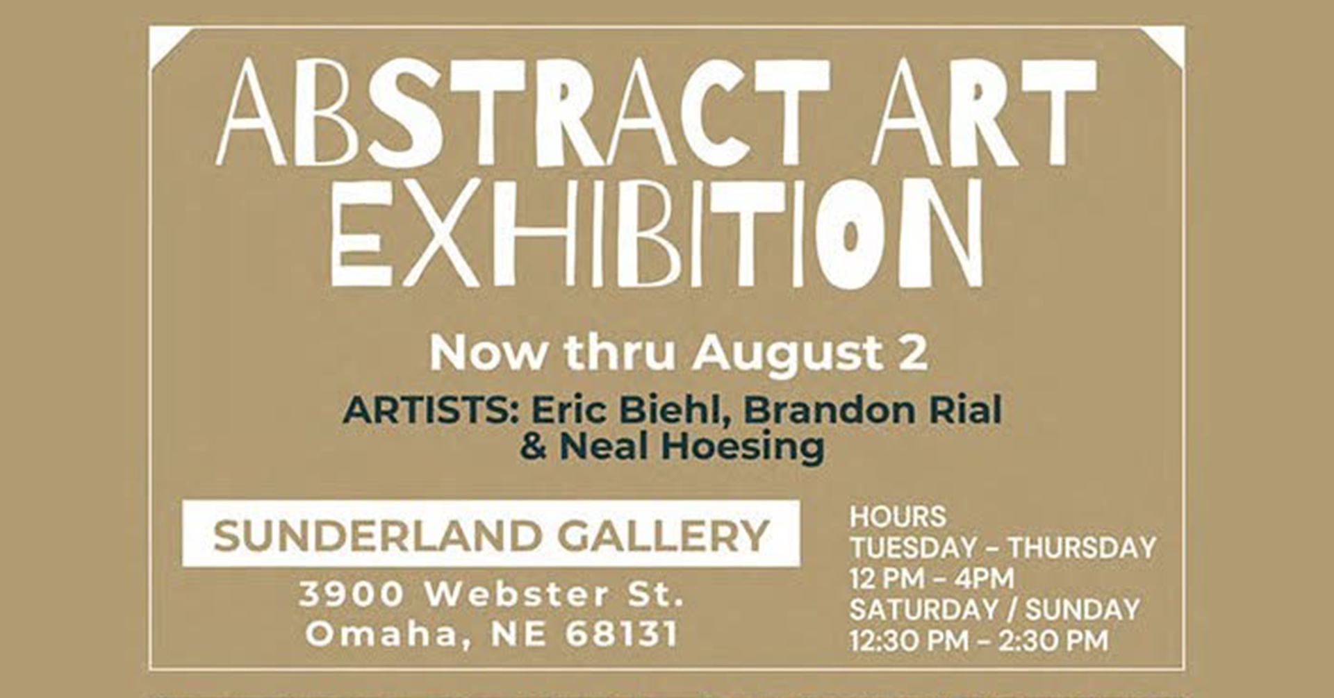 Abstract Art Exhibition, Artist: Eric Biehl, Brandon Rial & Neal Hoesing