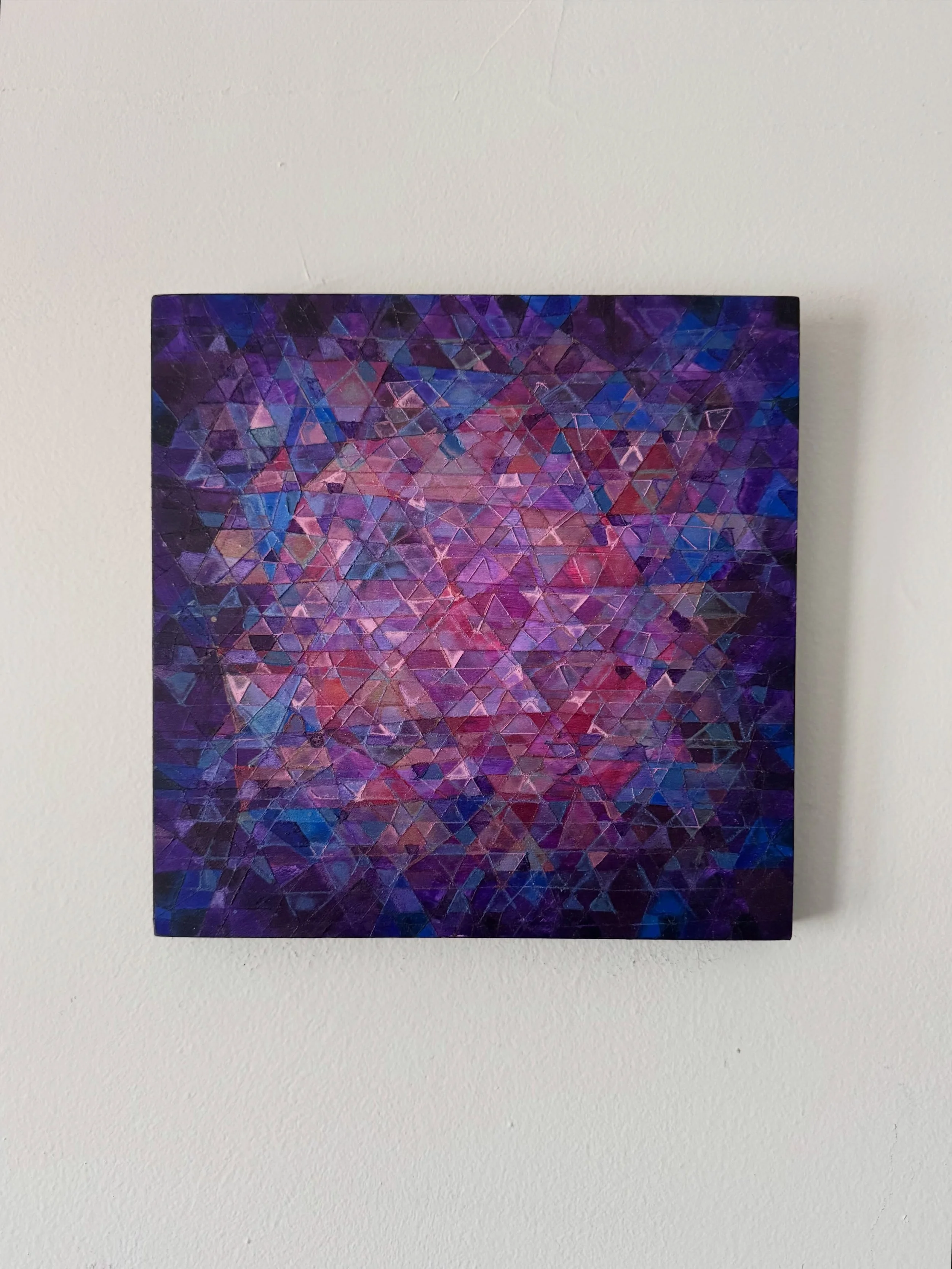 PURPURA, 2026, 10&rdquo;x10&rdquo;, Acrylic and Watercolor on Wood.