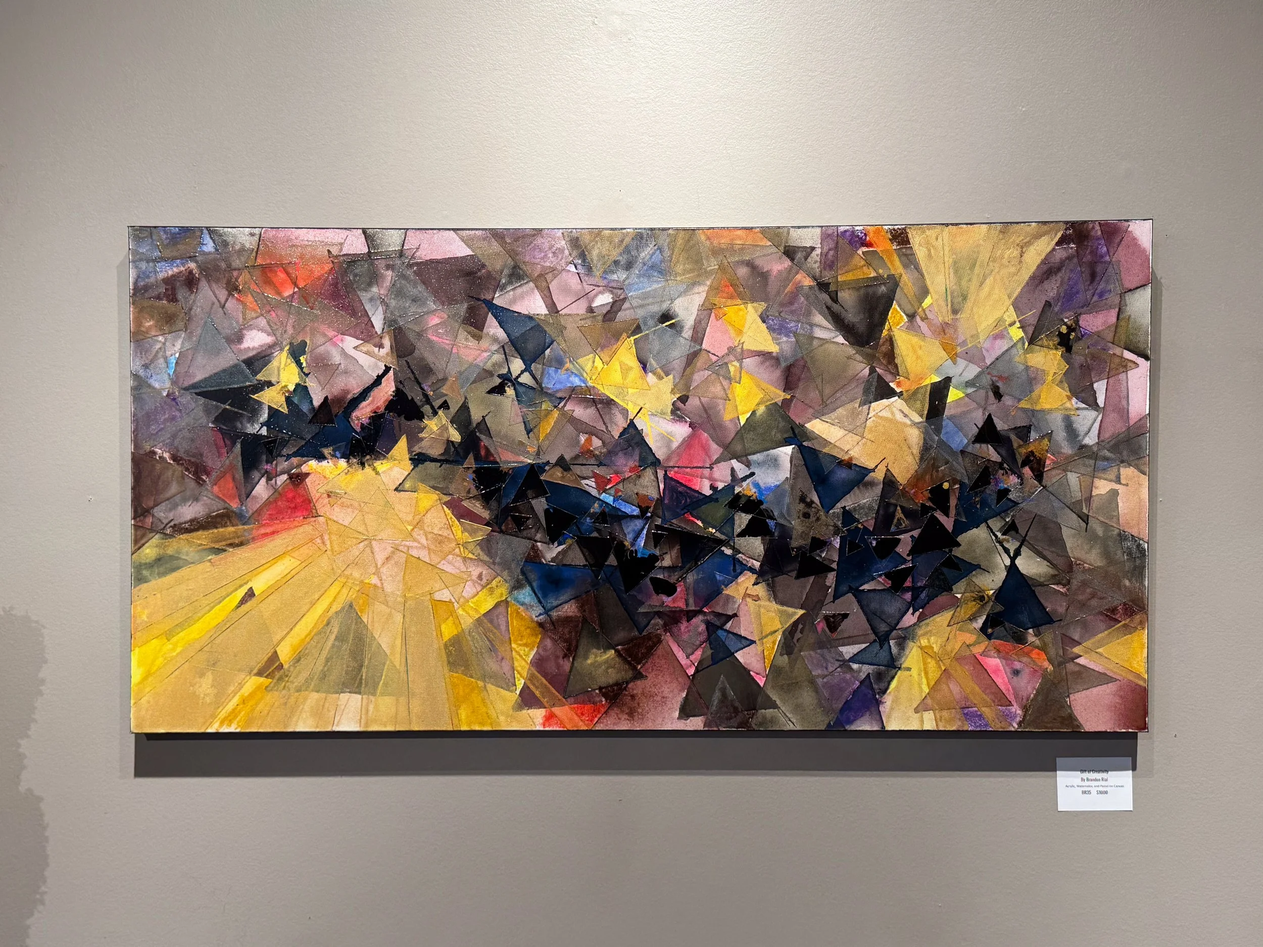 GIFT OF CREATIVITY, 2026, 48”x24”, Acrylic, Watercolor & Pastel on Canvas, Front.
