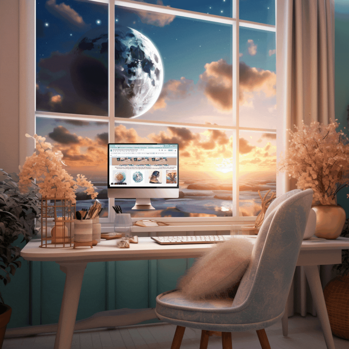 Midjourney art with scrolliing mockup for soulful dreamscape .gif