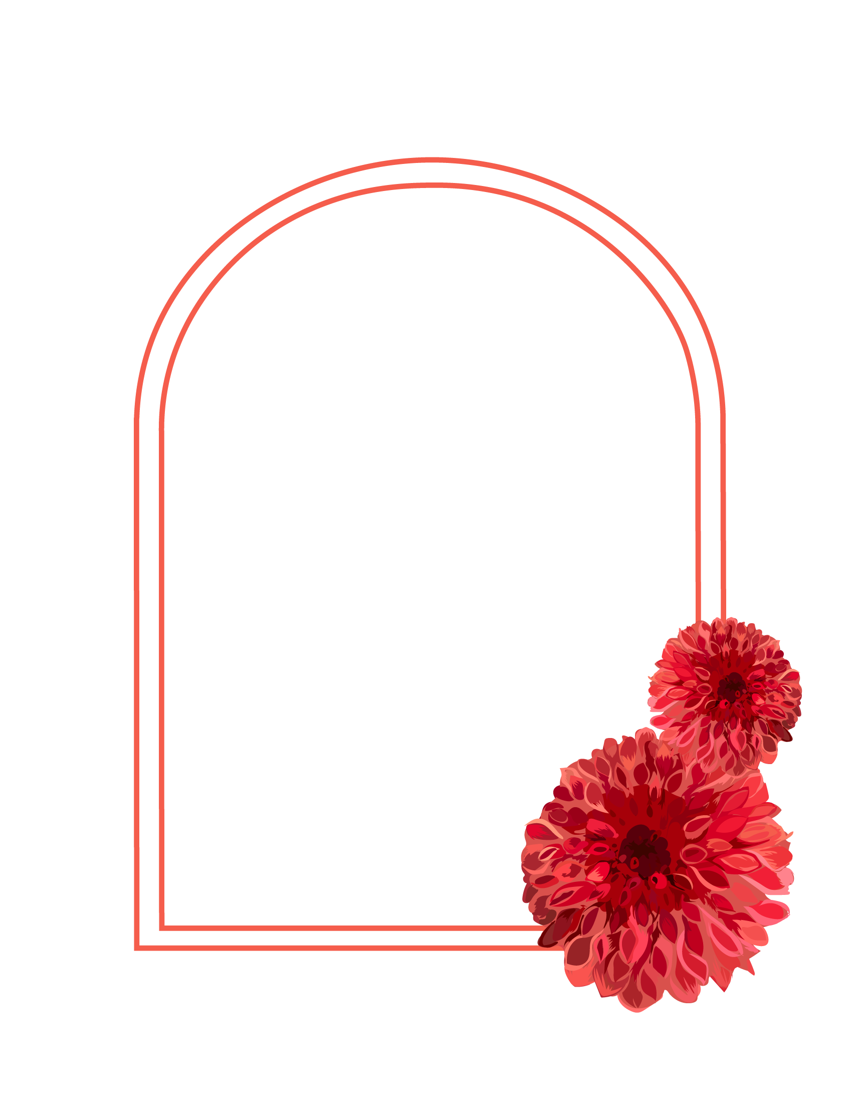 Decorative frame with two red flowers at the bottom right corner.