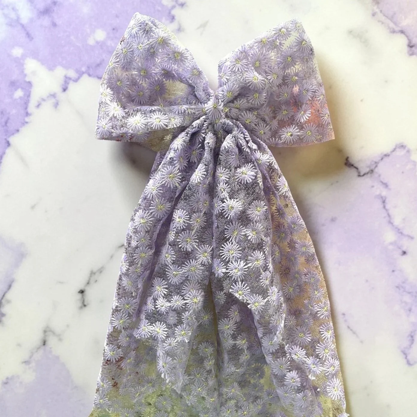 Lavender Daisy Hair Bow
