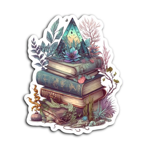 Sparkly Witchy Magical Bookish Glossy Sticker, Witchy Spells Book Sticker,  Wiccan Book Sticker, Book Stack Sticker, Kindle Sticker Gift 