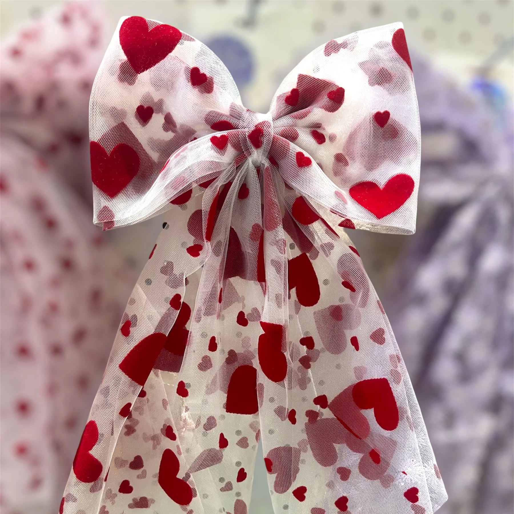 Scarlet Heart Tulle Hair Bow