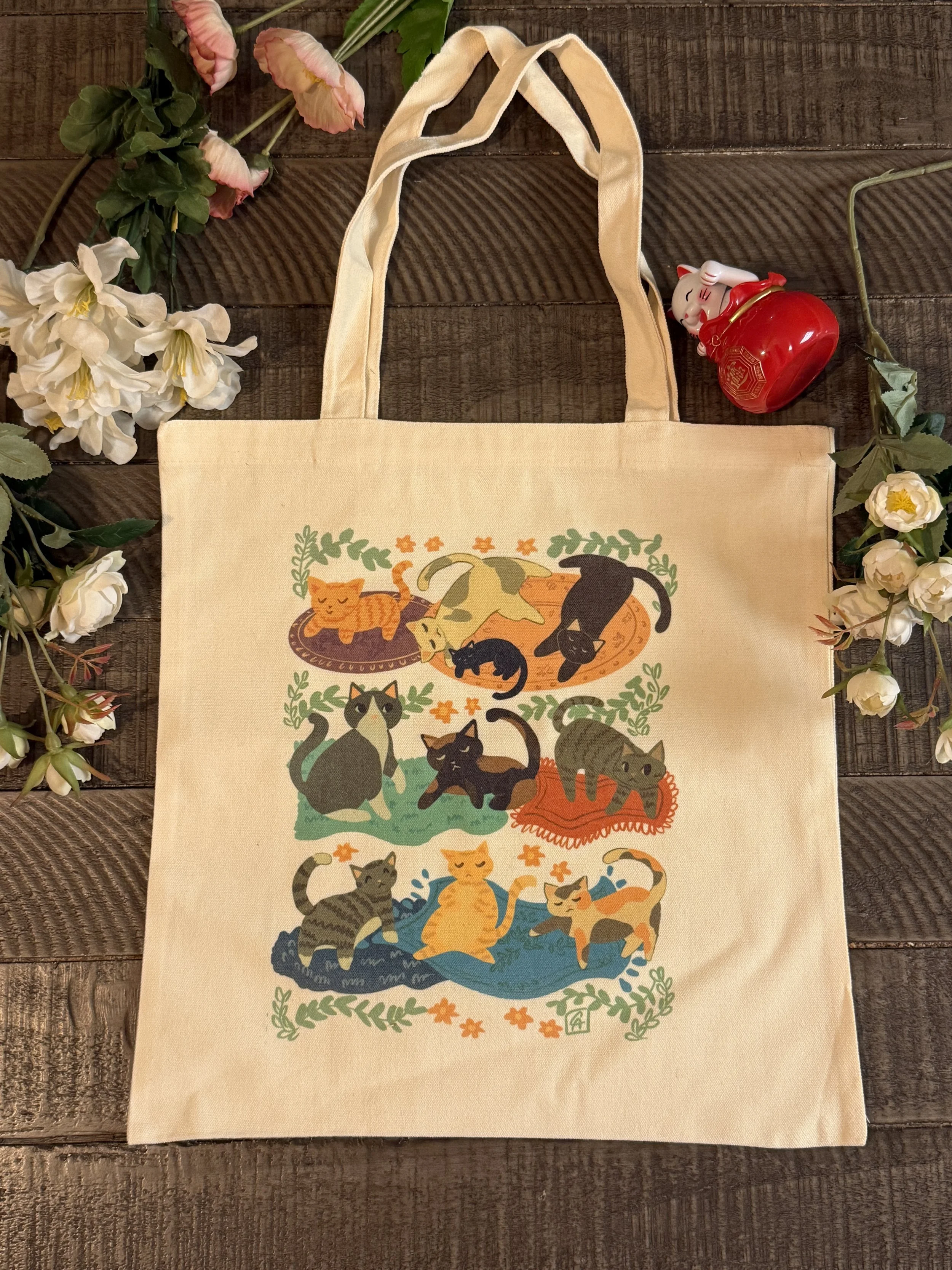 Cozy Cats On Rugs Tote Bag