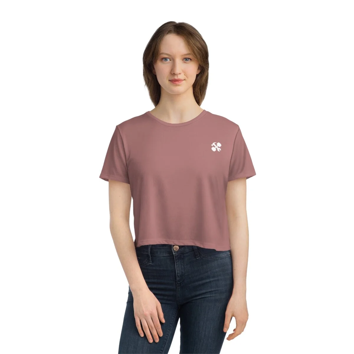BSF Women's Flowy Cropped Tee White Logo