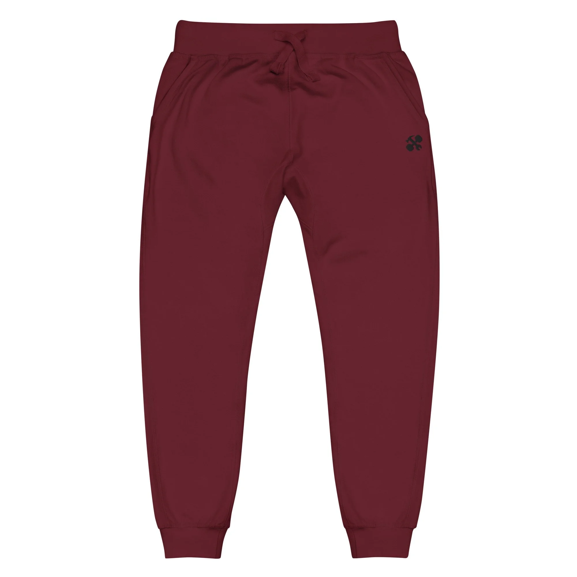 unisex-fleece-sweatpants-maroon-front-65a898d97e659.jpg