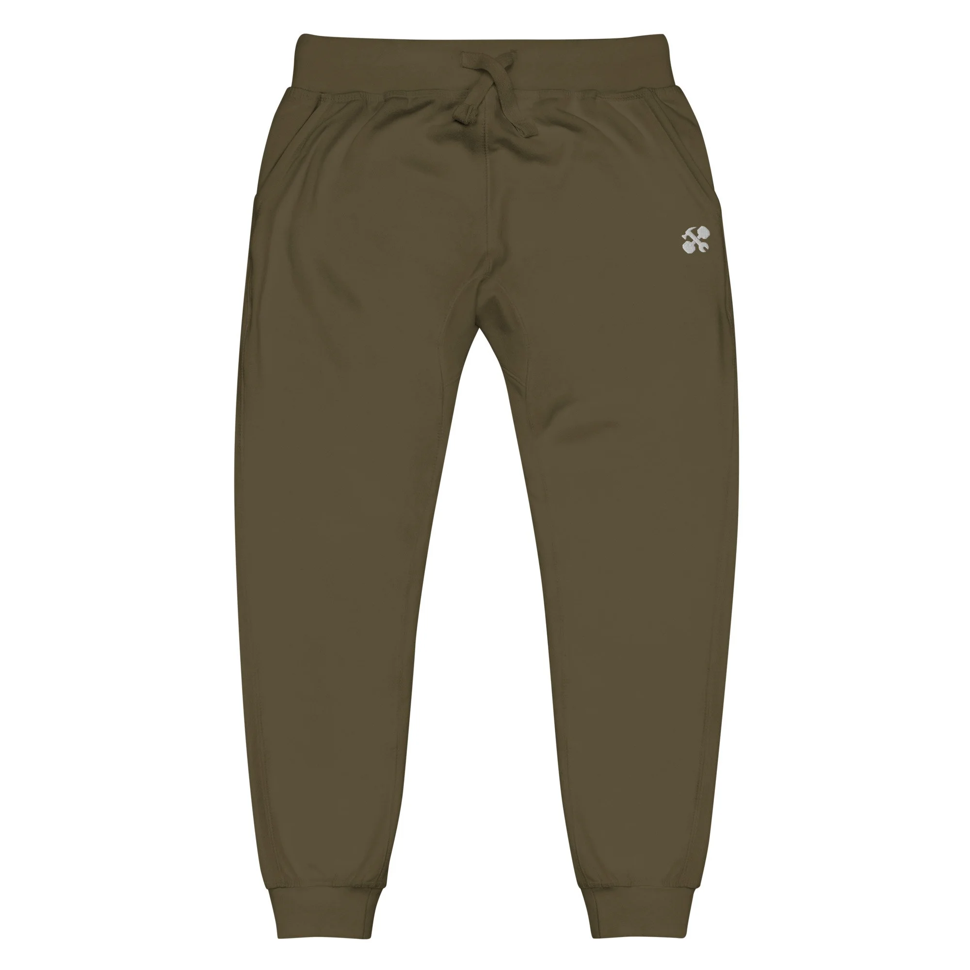 unisex-fleece-sweatpants-military-green-front-65a899b3e8548.jpg