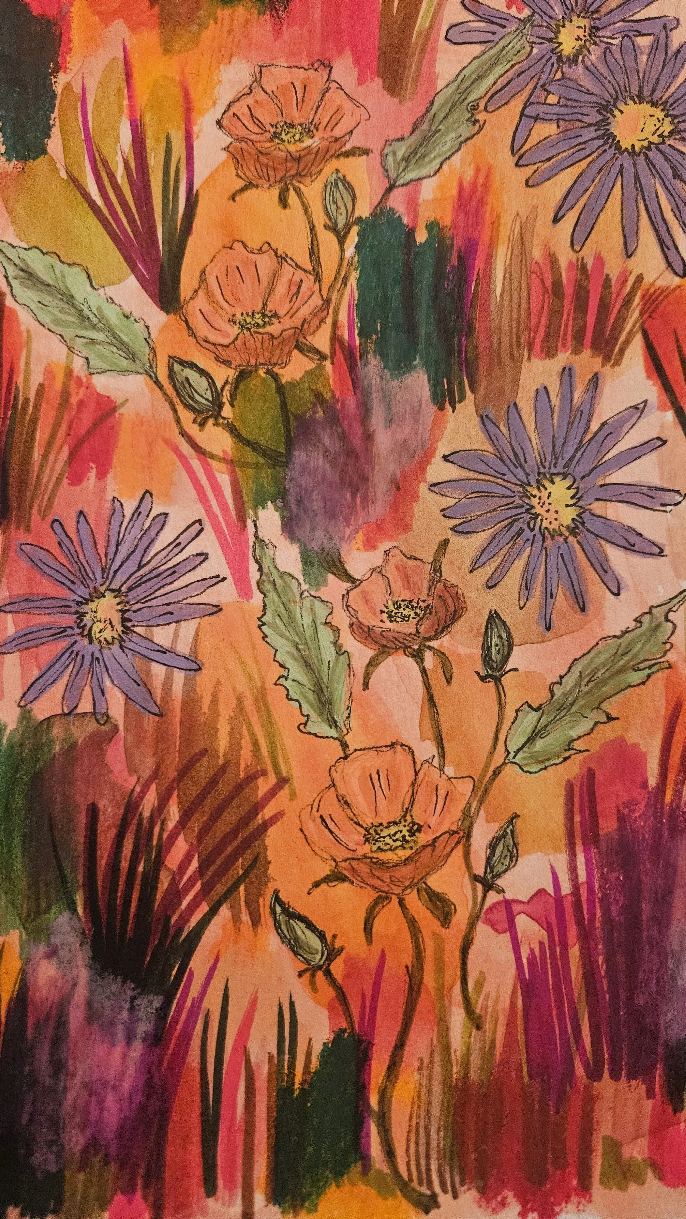 The Shoulder Seasons: Serotinal,
Watercolor, pen, gouache, acrylic marker, oil pastel, and wax crayon
2026
Lisa DeLosso © all rights reserved