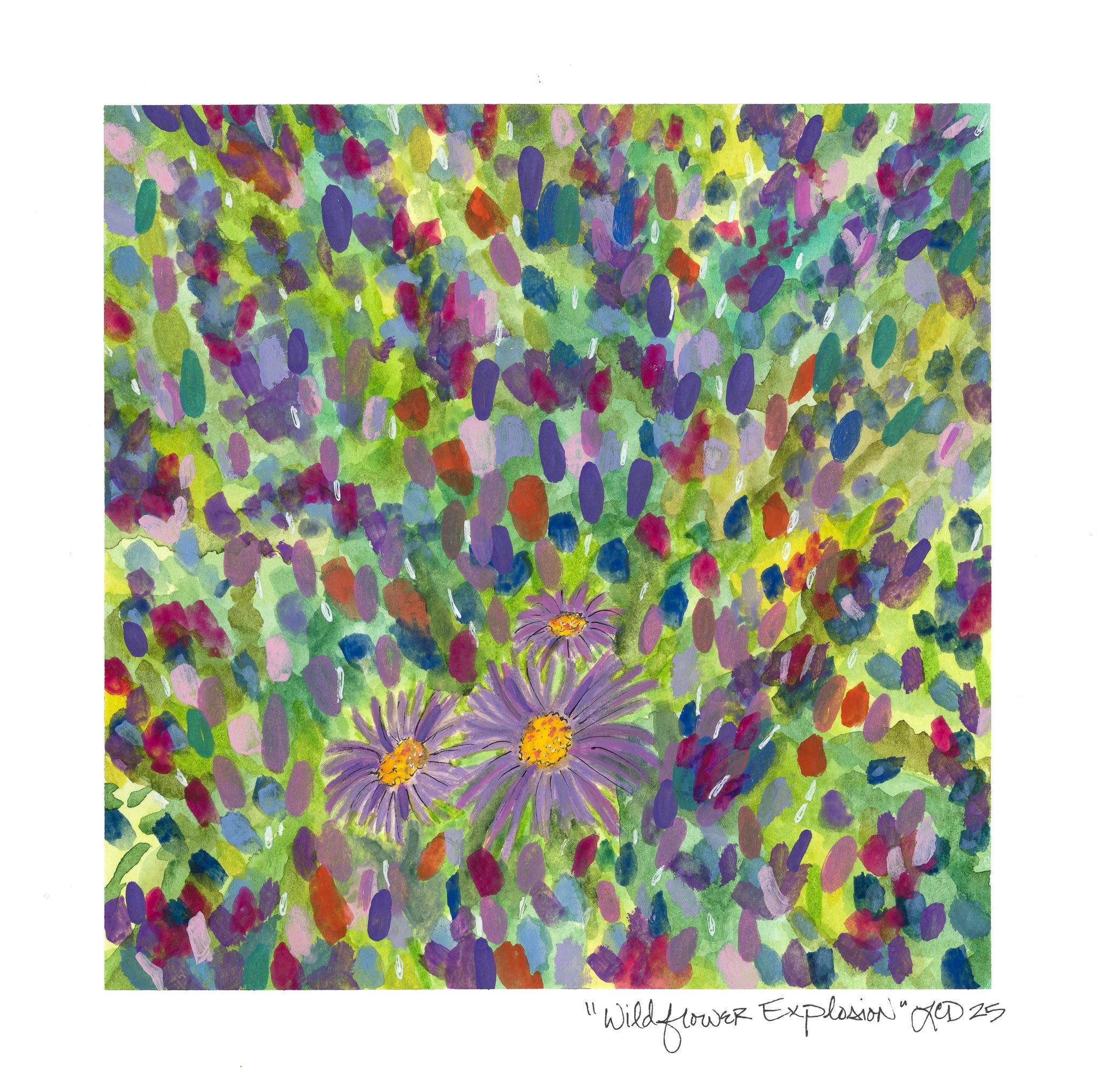 Wildflower Explosion,
Watercolor, gouache, pen, marker, Sharpie paint pen
2025
Lisa DeLosso © all rights reserved