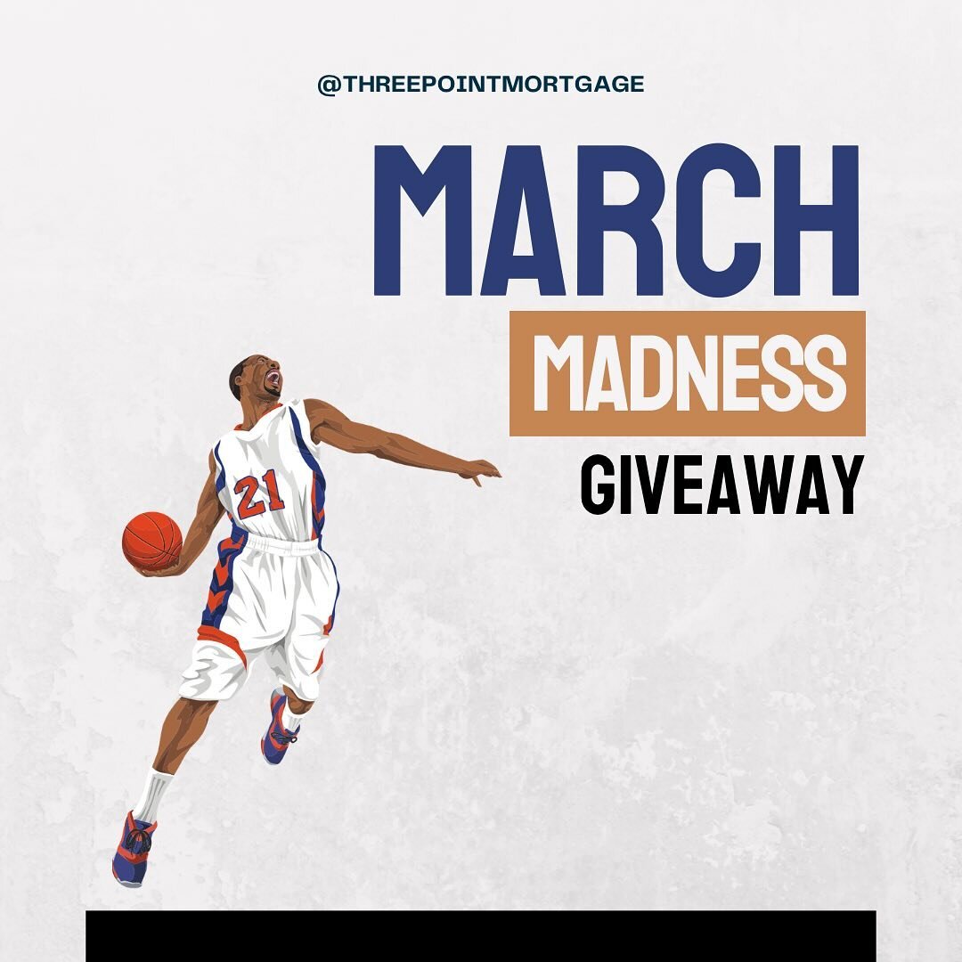 In honor of March madness, we&rsquo;re giving away a $100 Amazon gift card! 🏀💸

HOW TO ENTER:
&bull; Like this post
&bull; MUST BE FOLLOWING @threepointmortgage 
&bull; Share on your story
&bull; Tag a friend in the comments (every comment is an ex