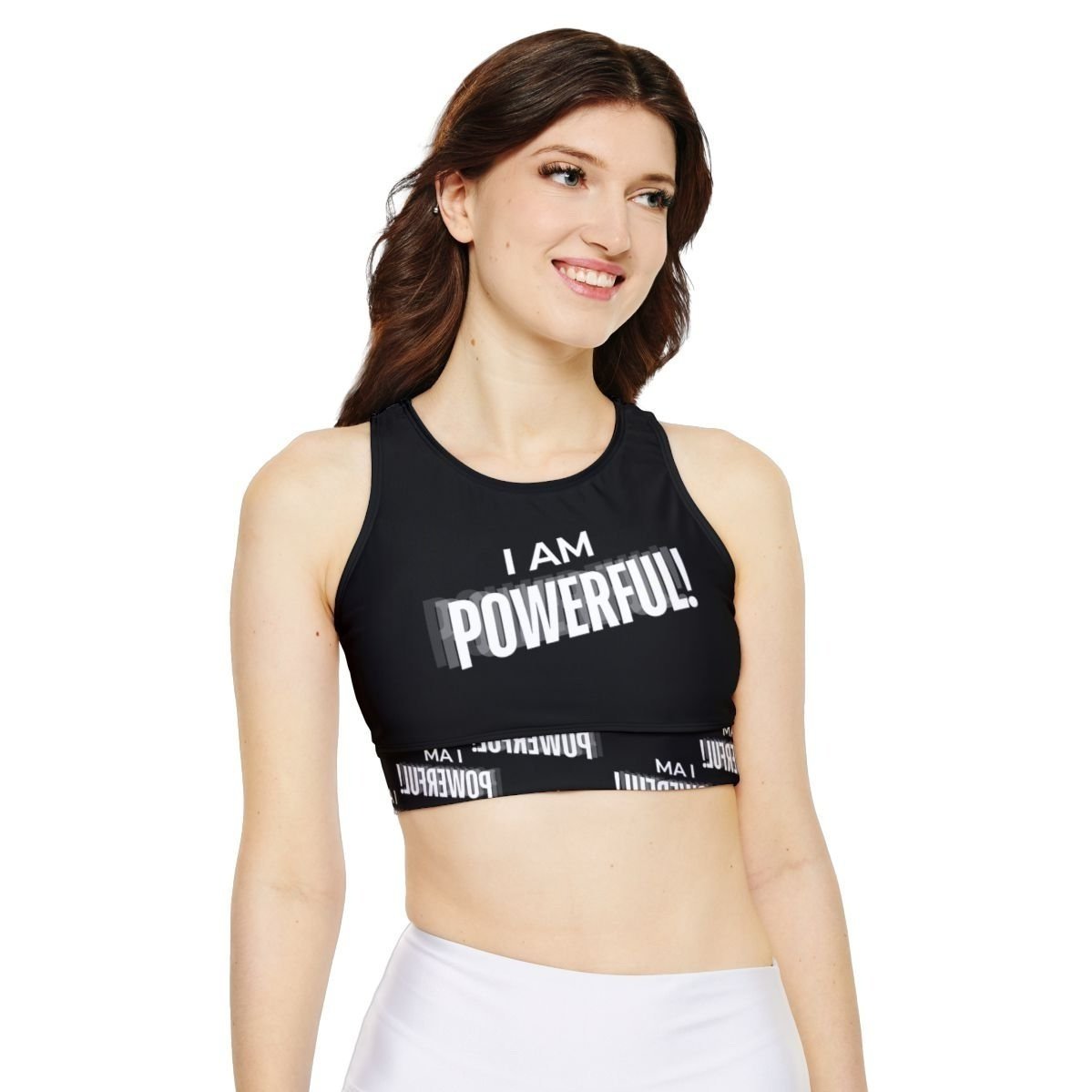 I Am Powerful - high neck sports bra