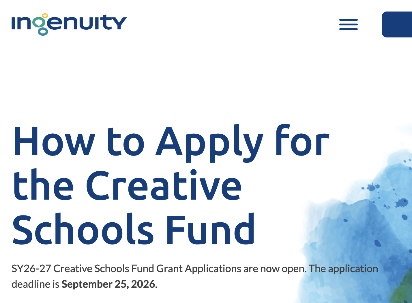 Ingenuity - Creative Schools Fund, Partnership Residency Grants