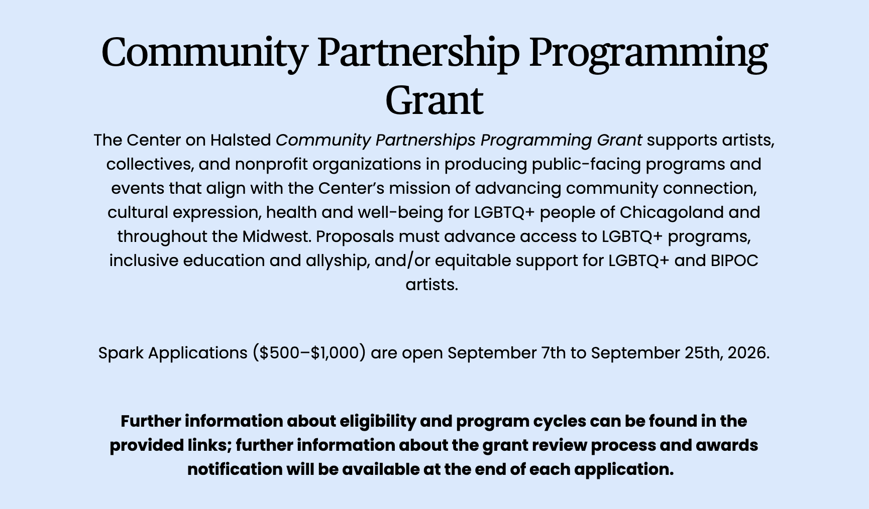 Center on Halsted - Spark Grants
