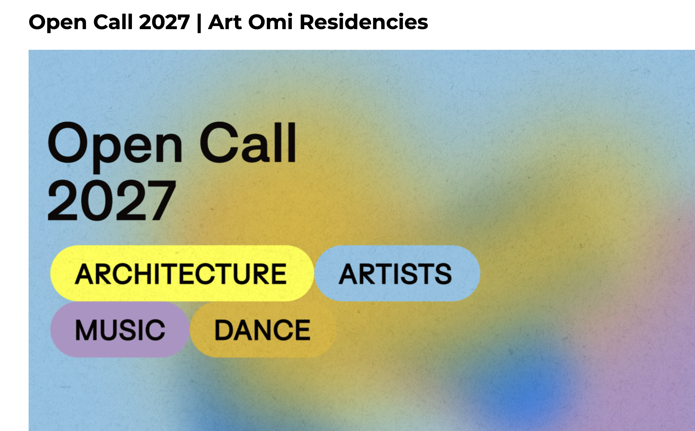 Art Omi - 2027 Residencies Open Call