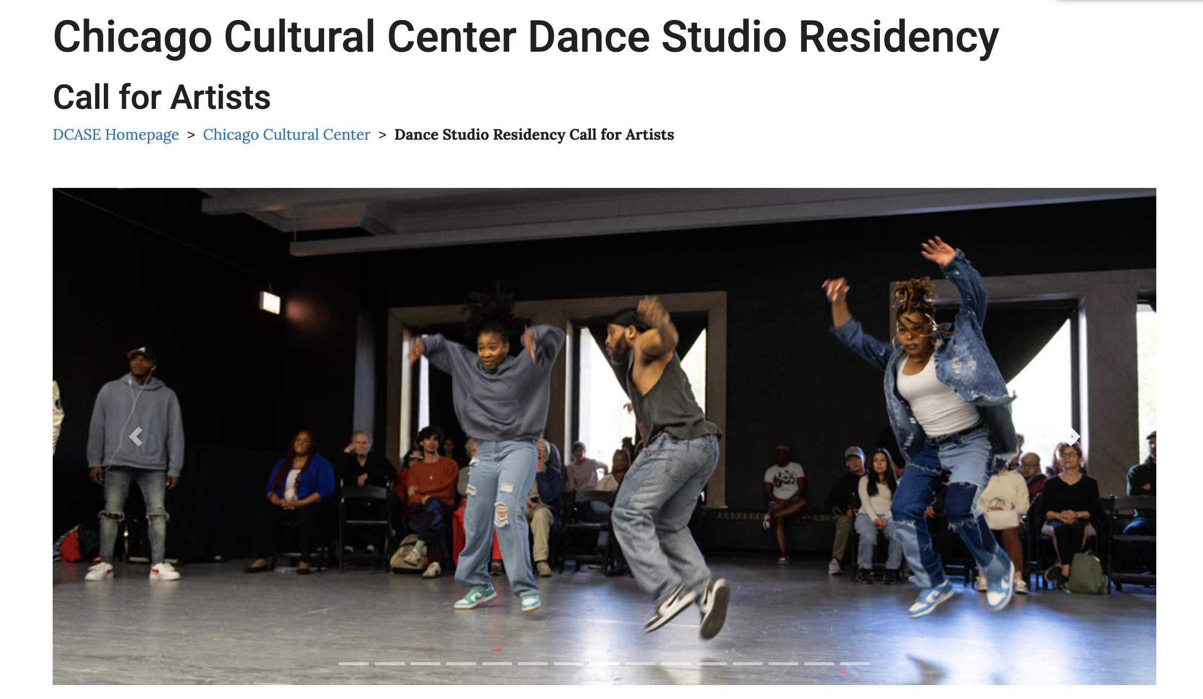 City of Chicago Department of Cultural Affairs &amp; Special Events (DCASE) - Chicago Cultural Center Dance Studio Residency