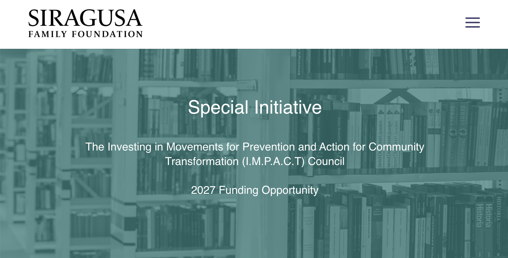 Siragusa Family Foundation - I.M.P.A.C.T. Council Funding Opportunity 
