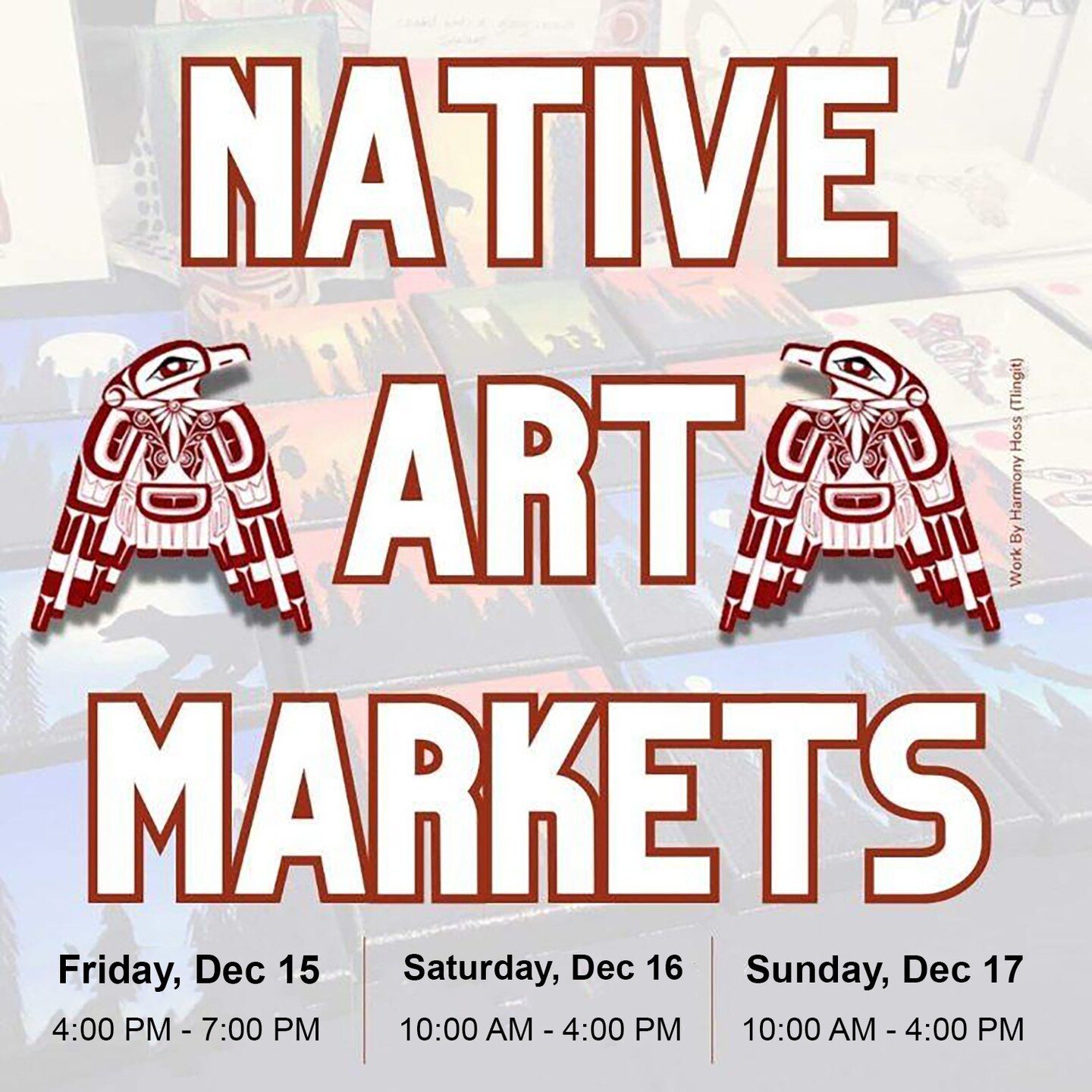 Buy local and buy authentic at the Native Art Market, featuring Native Pacific Northwest artists and makers.
2023 Native Art Market Schedule:
Friday, December 15th from 2:00 &ndash; 7:00 PM
Saturday, December 16th from 10:00 AM &ndash; 4:00 PM
Sunday