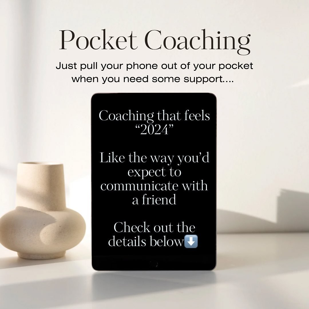 Introducing &ldquo;Pocket Coaching&rdquo;

I&rsquo;m SO excited to offer this, as it&rsquo;s been borne from lots of client feedback!

A lot of people want coaching, but don&rsquo;t always have the time to commit to long sessions.

I wanted to offer 
