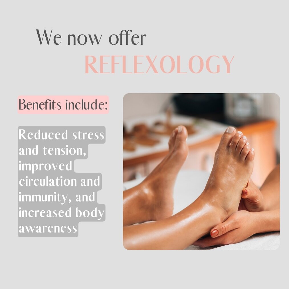 Let&rsquo;s talk Reflexology 🦶 ⬇️  Reflexology has been around for centuries, and holds the key to so many benefits including:  ➡️ Relaxing for the mind and body
➡️ Reduced stress and tensions
➡️ Calms the nervous system
➡️ Stimulates the nervous sy