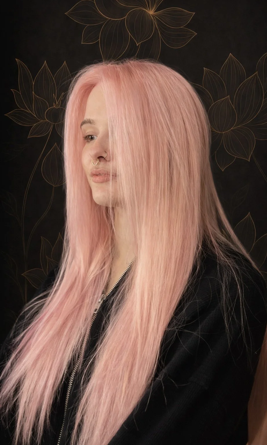 Long pastel pink hair colour by Botega Salon & Gallery, Banff