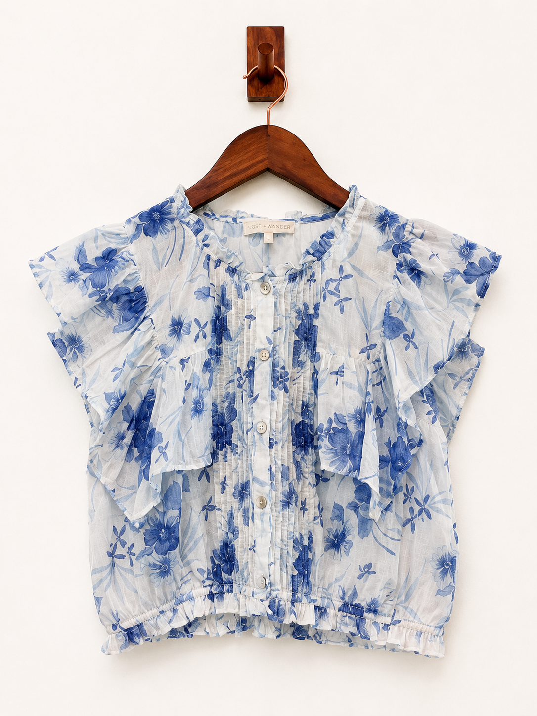 LoveShackFancy Floral Print Crew Neck Crop Top - Excellent Condition - XS