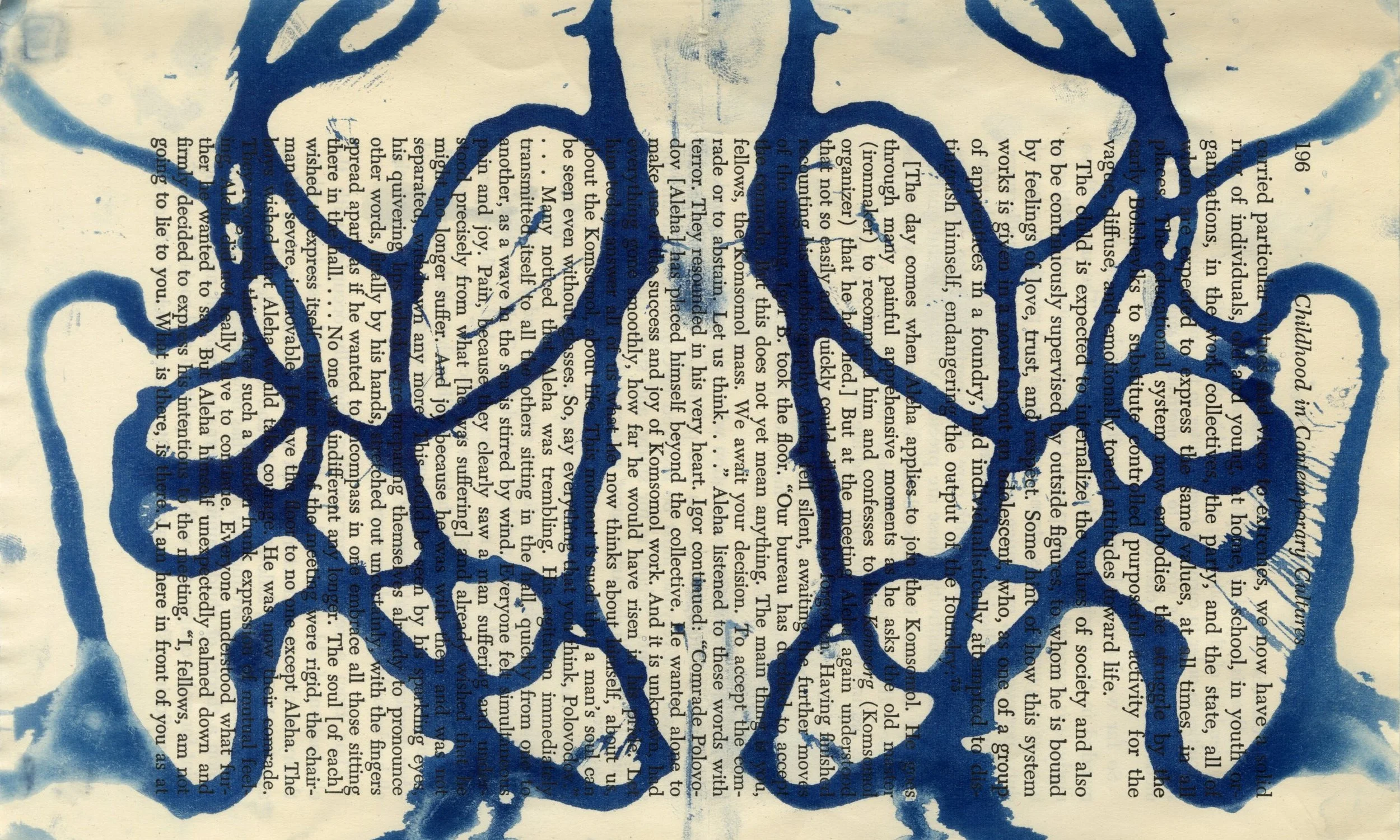 Small Yarn Press, Cyanotype on Book page, Red Jordanger 2026