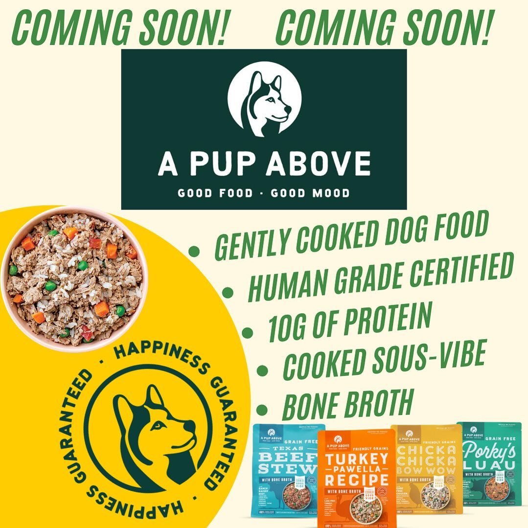 New product announcement! We are thrilled to be carrying @apupabove dog food starting end of this week! 
.
🐶 😋 
#naturalpet #gentlycooked #humangradedogfood #petnutrition #healthypet