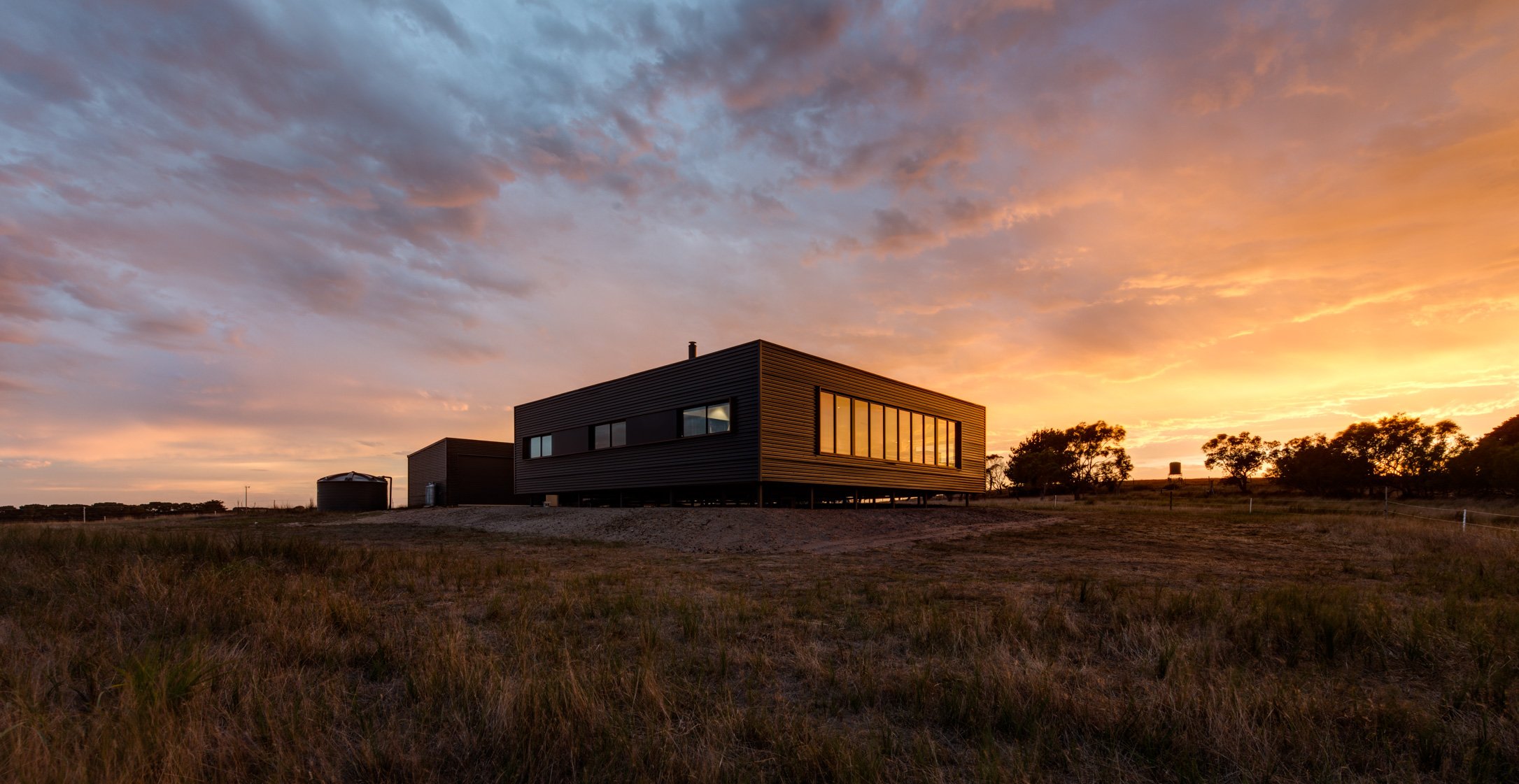 French Island off-grid prefab architecturally designed farmhouse