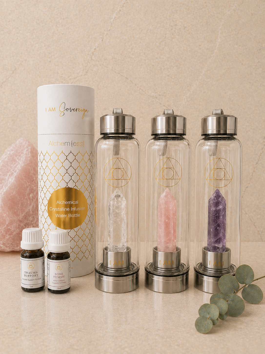 Alchem{ess} Glass Crystal Water Bottle
