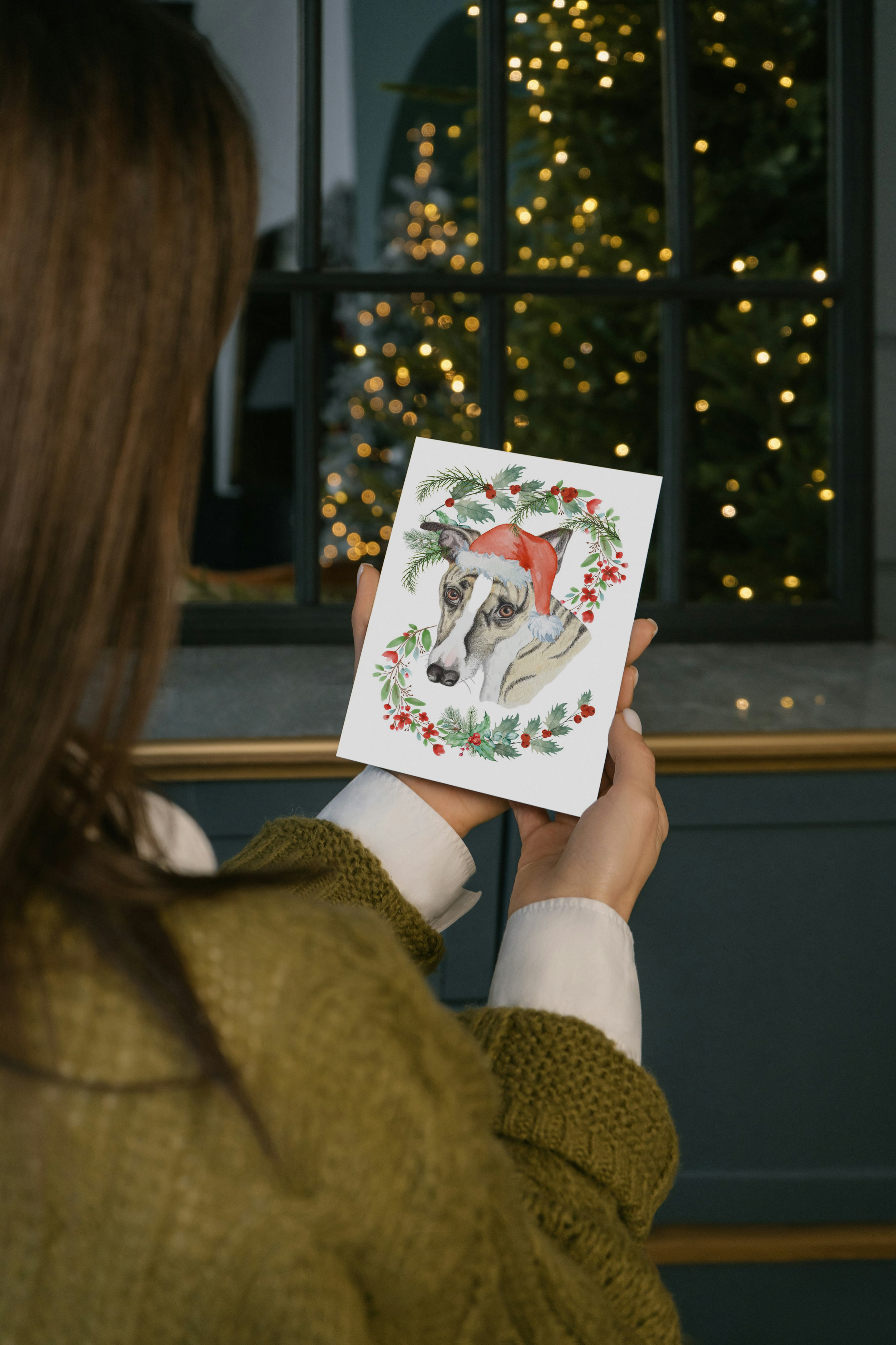'Festive Greyhound' Dog Christmas Card