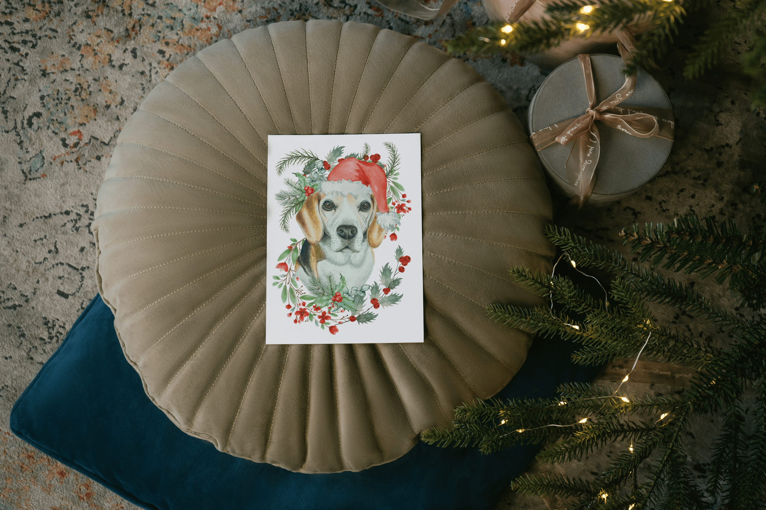 'Festive Beagle' Dog Christmas Card