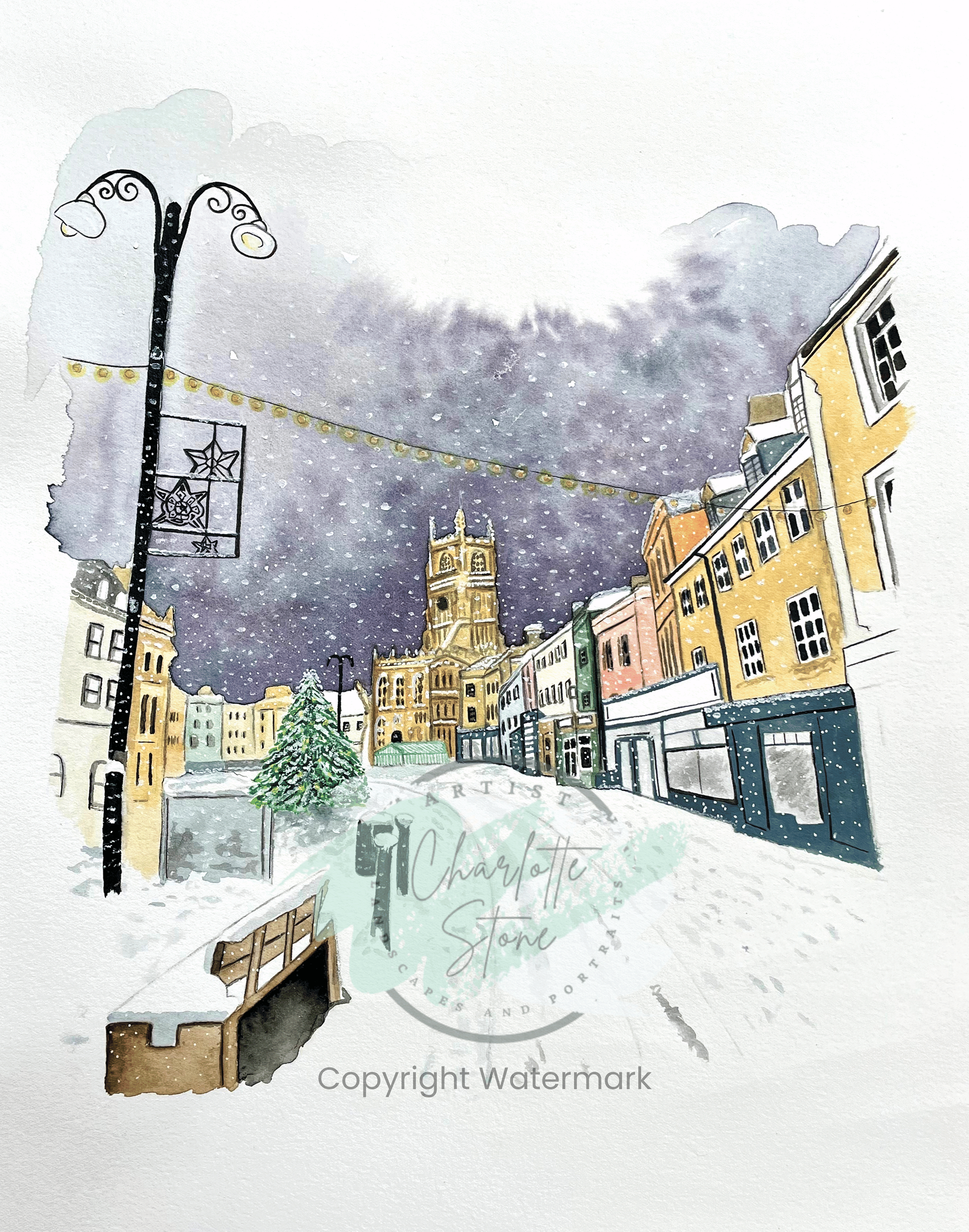 'A Cotswold Christmas' Signed A4 Print