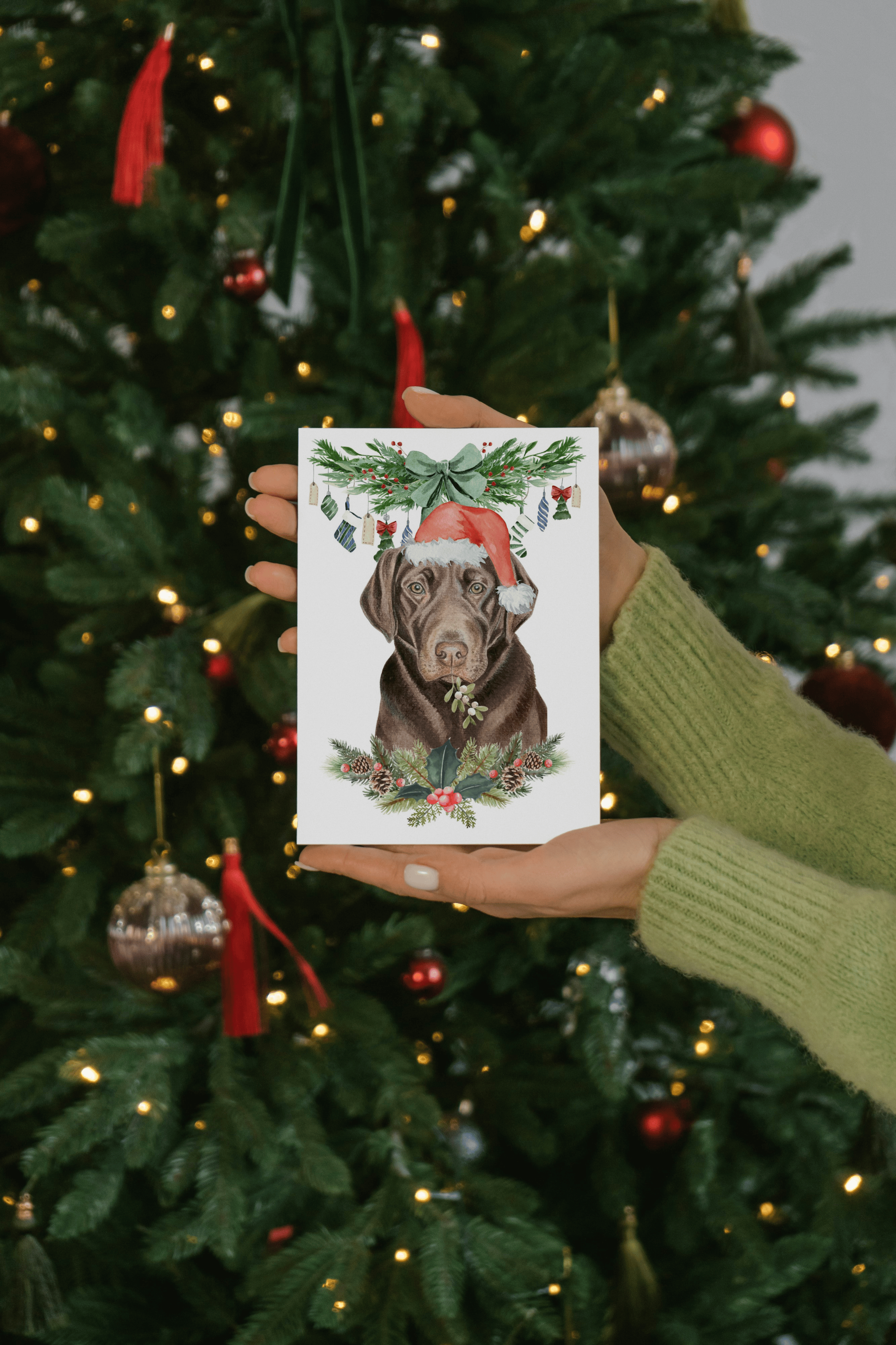'Christmas Chocolate' Chocolate Labrador Dog Christmas Card