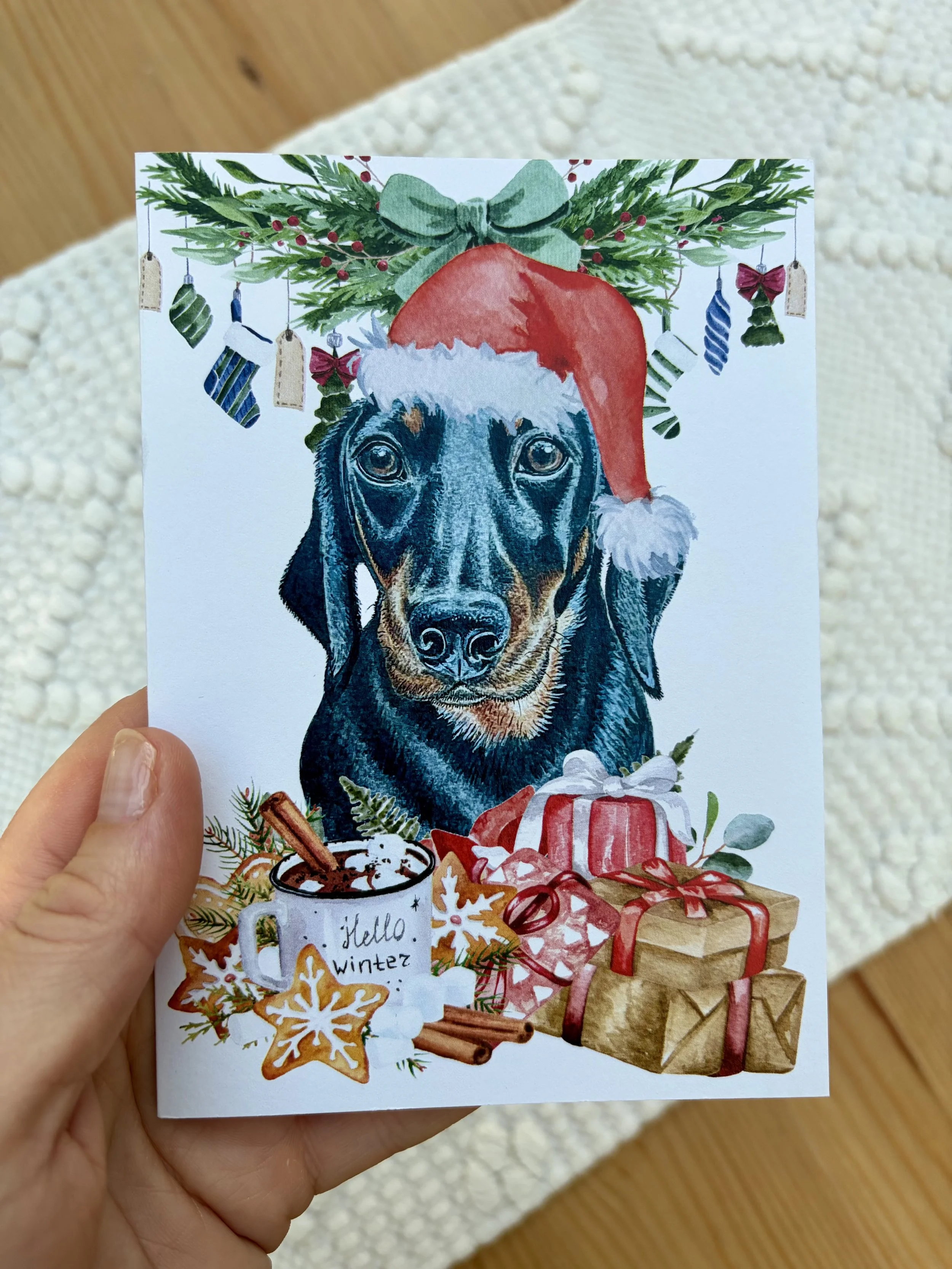 'Festive Dachshund' Dog Christmas Card