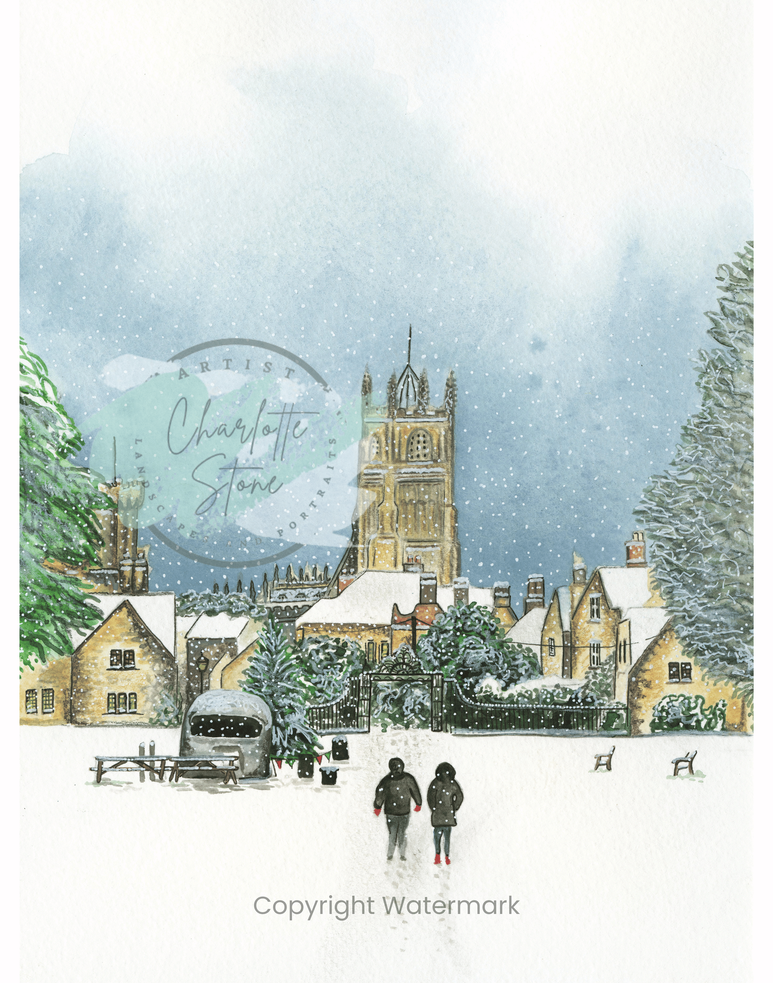 'A Christmas in Cirencester' Signed A4 Print