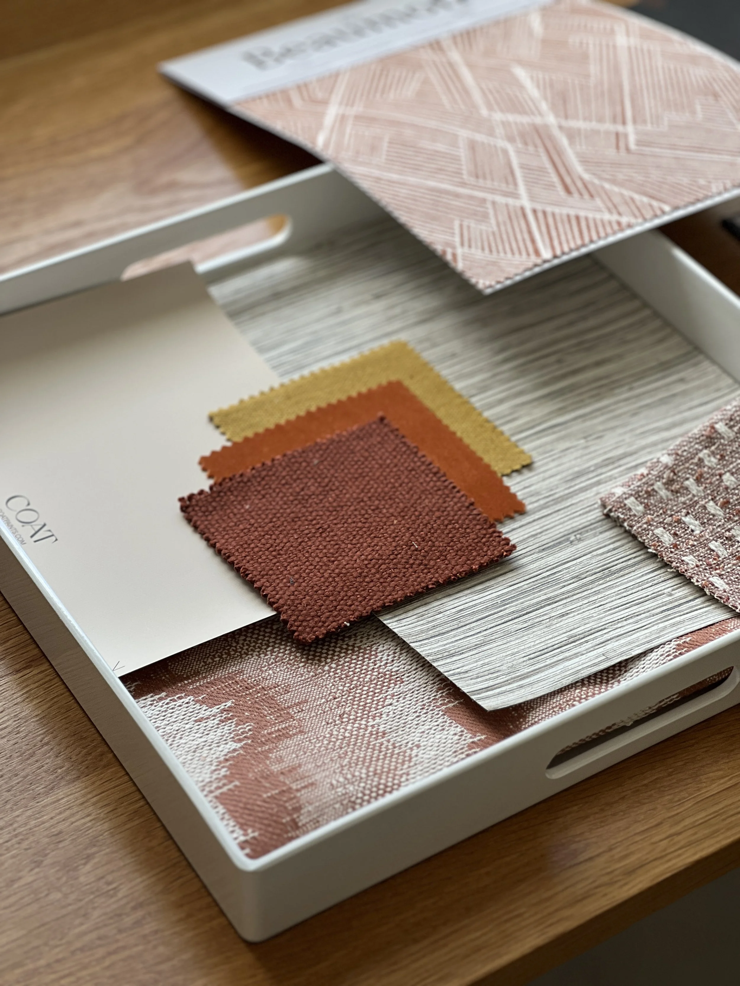 Material samples for living room design scheme