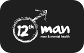 12th Man Mental Health partnership logo, highlighting collaboration with imabi to support positive mental health awareness, early intervention, and everyday wellbeing conversations, helping build stronger and more connected communities.