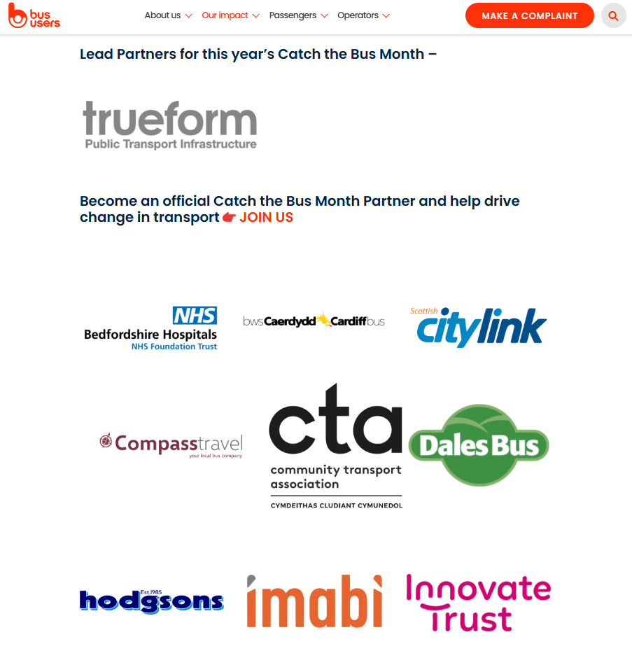 imabi featuring on Bus Users.org.uk website as one of the lead Partners for this year’s Catch the Bus Month (2026)