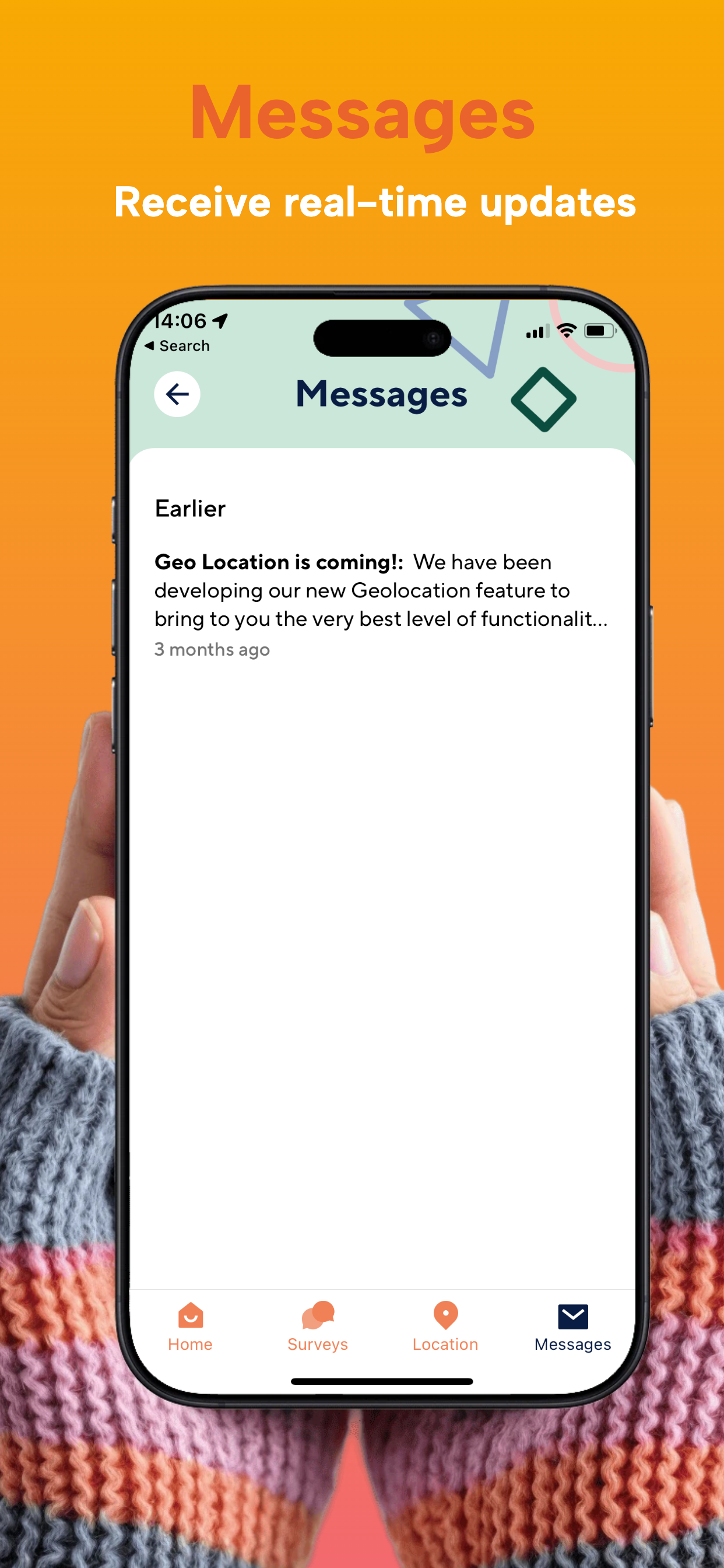 imabi Inspire app screen showing the Messages feature providing real-time updates and communication to support safeguarding and wellbeing in schools and colleges