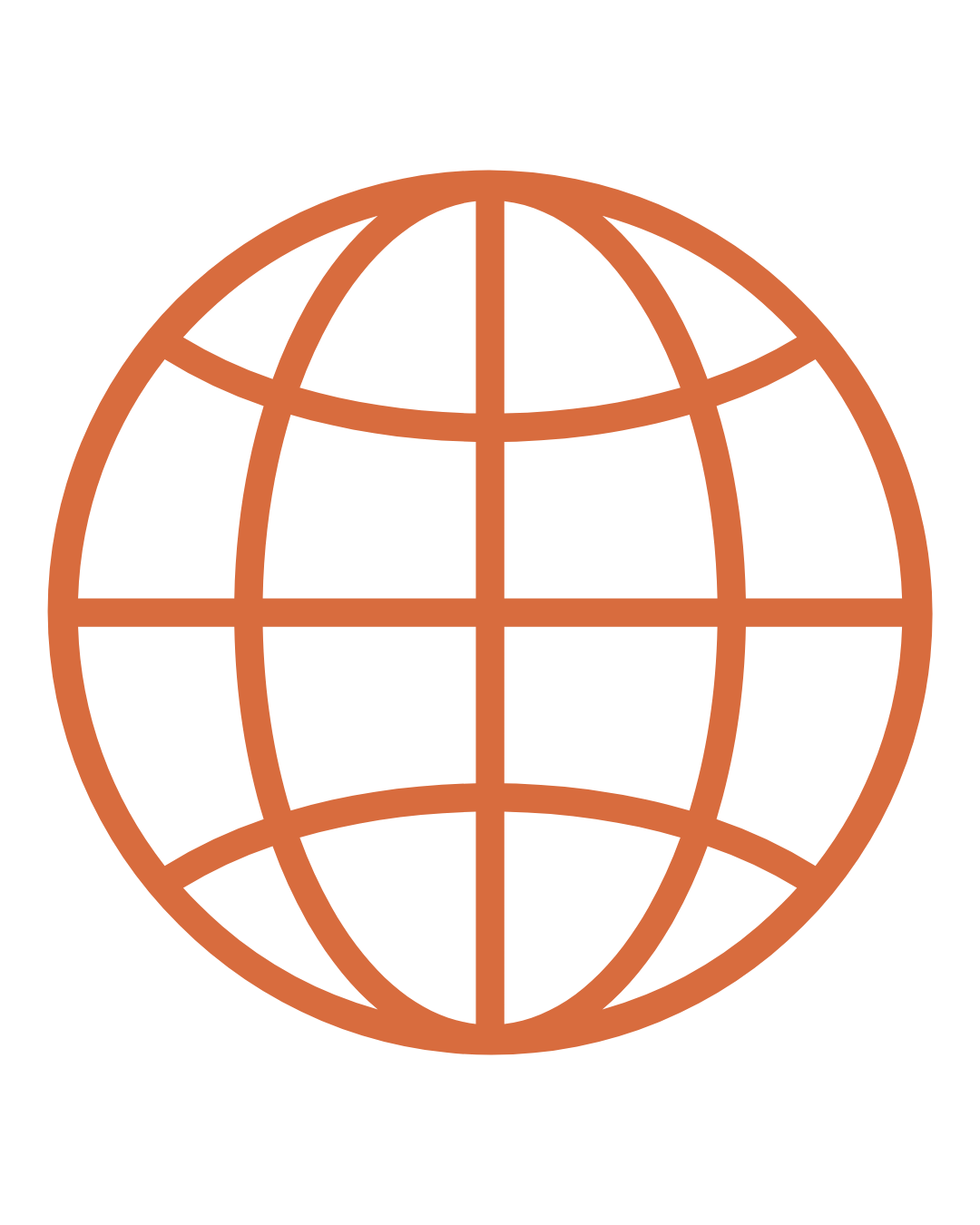 Icon of a globe with grid lines, representing the internet or world wide web.