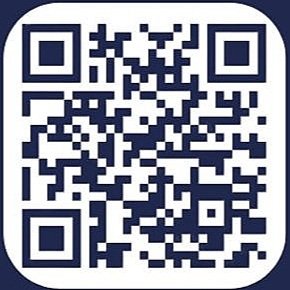 QR code with navy blue and white design