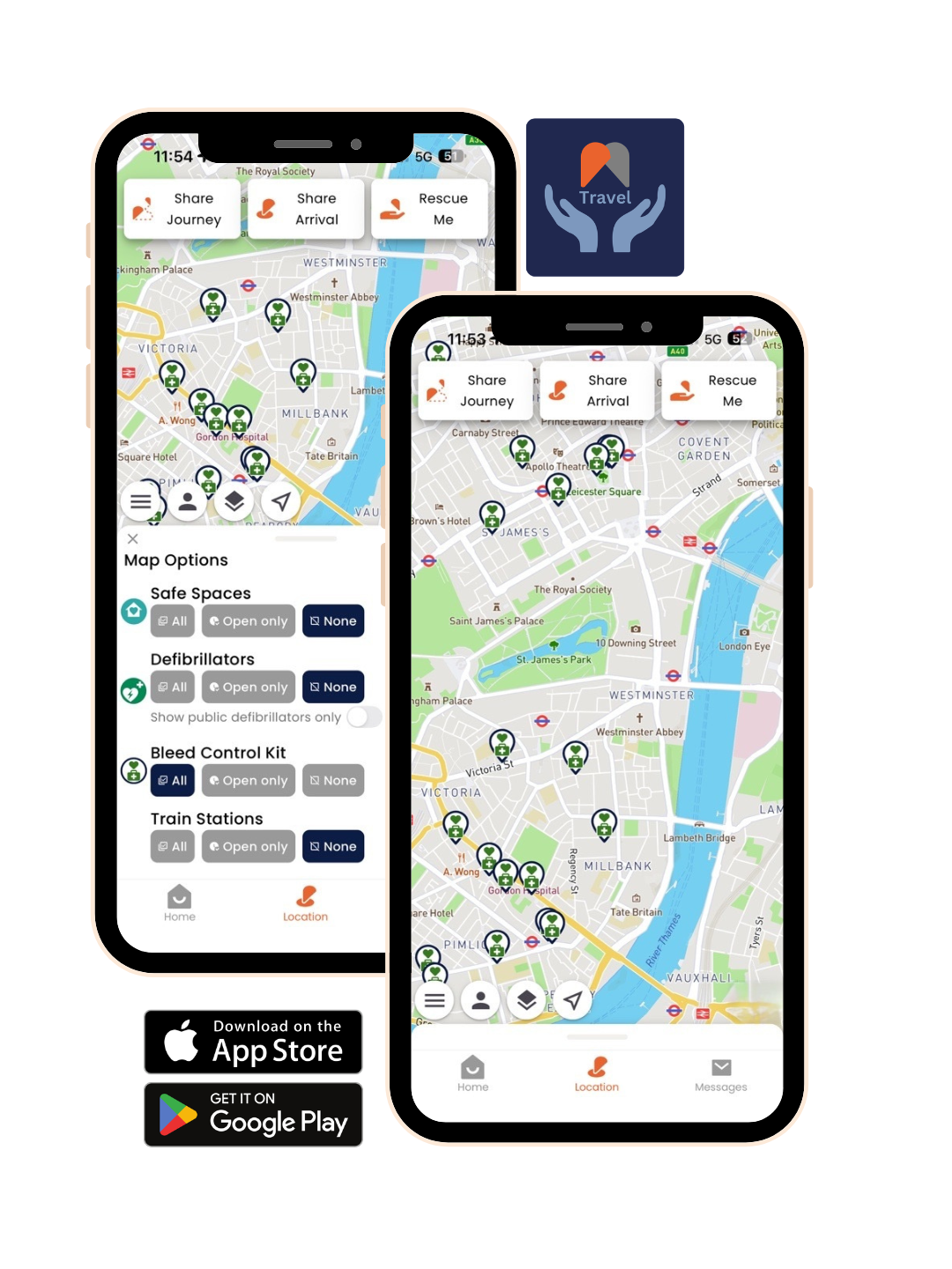 Westminster bleed control kits mapped on imabi Travel Guardian app platform