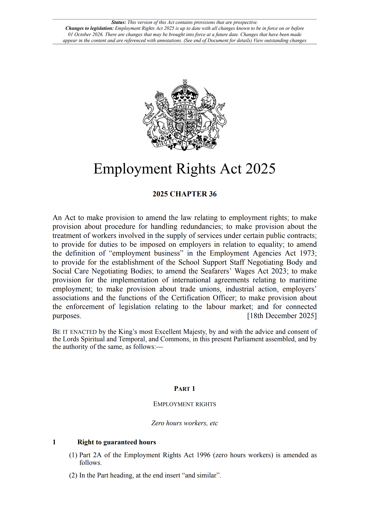 Employment Rights Act 2025 Preventing sexual harassment at work - image of the Act