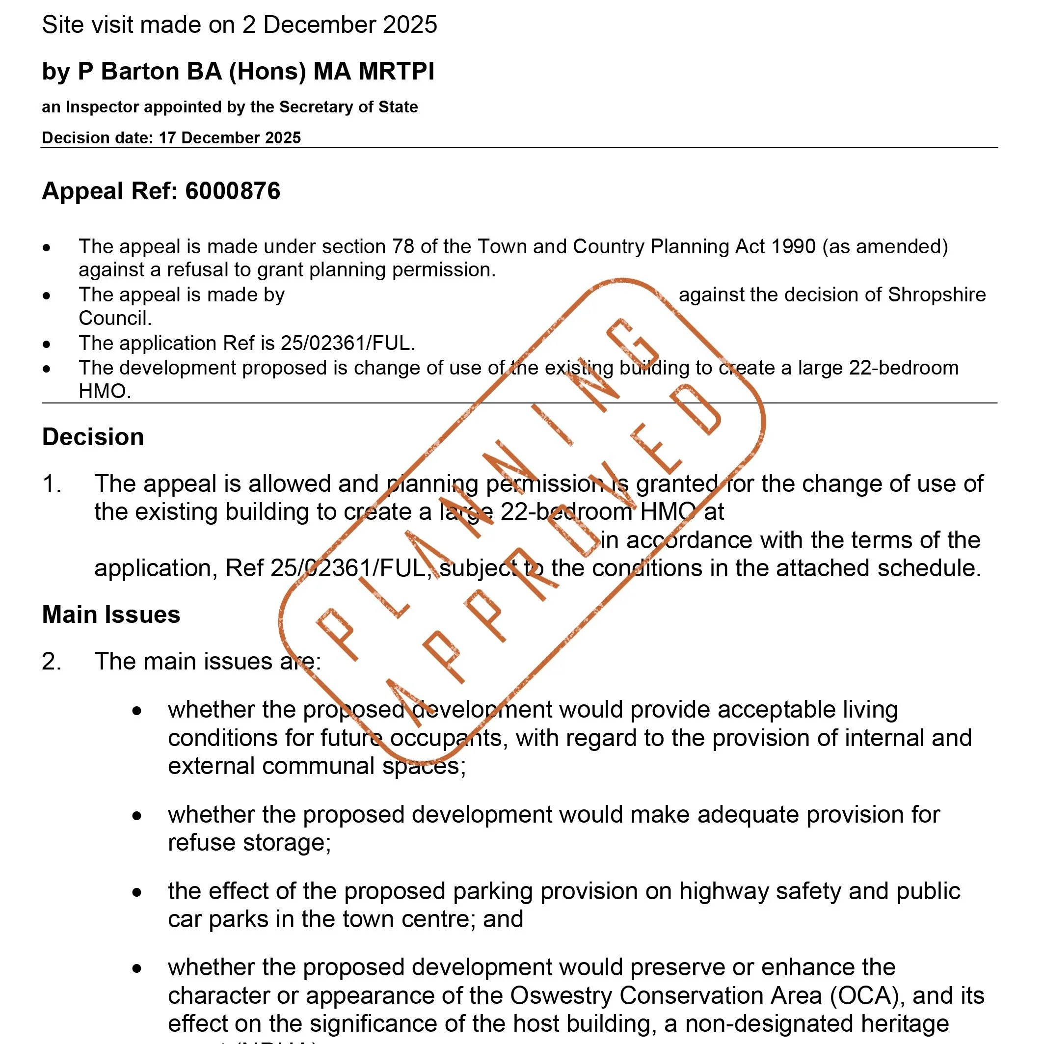 Planning Appeal ALLOWED for the conversion of a redundant hotel to a 22-bed HMO in North Shropshire! 

There was plenty of local opposition to the scheme, based mainly on misinformation and the current political climate, which caused the application 