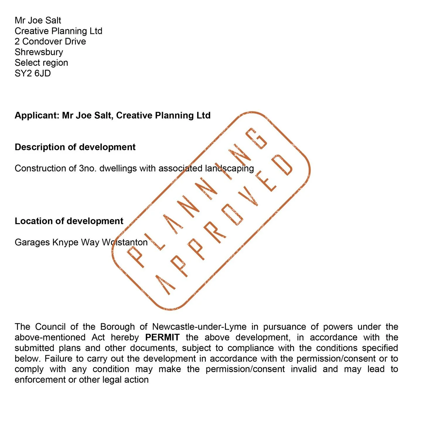***LAND FOR SALE***

Planning Permission GRANTED for three 3-bedroom dwellings on a former garage site in Newcastle-under-Lyme! A great use of previously developed (brownfield) land to provide three family homes and a fairly smooth planning process. 
