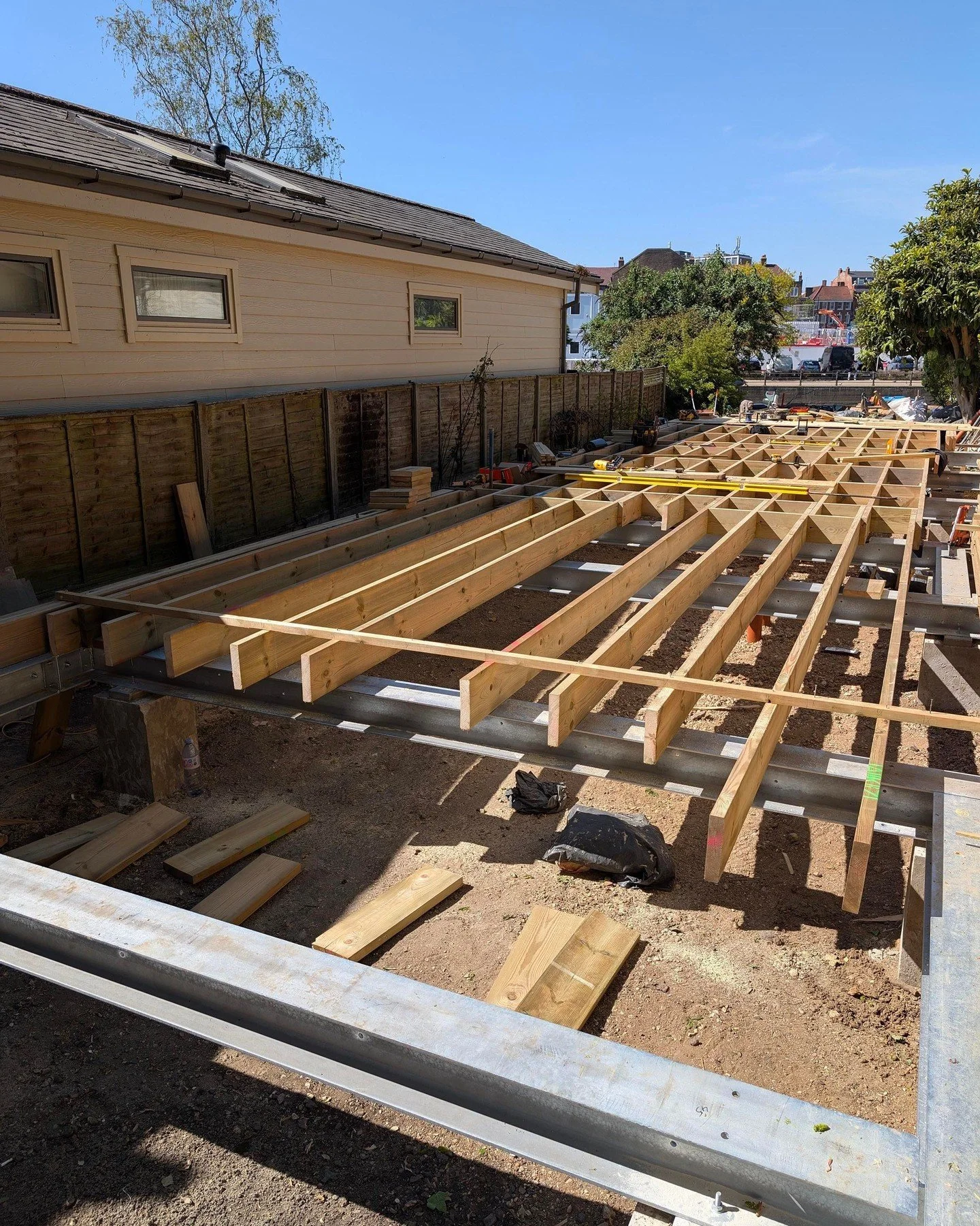The foundations and floor joists are nearly complete for our new two-bedroom family home on Eel Pie Island.

#architecture #arhitects #twickenham