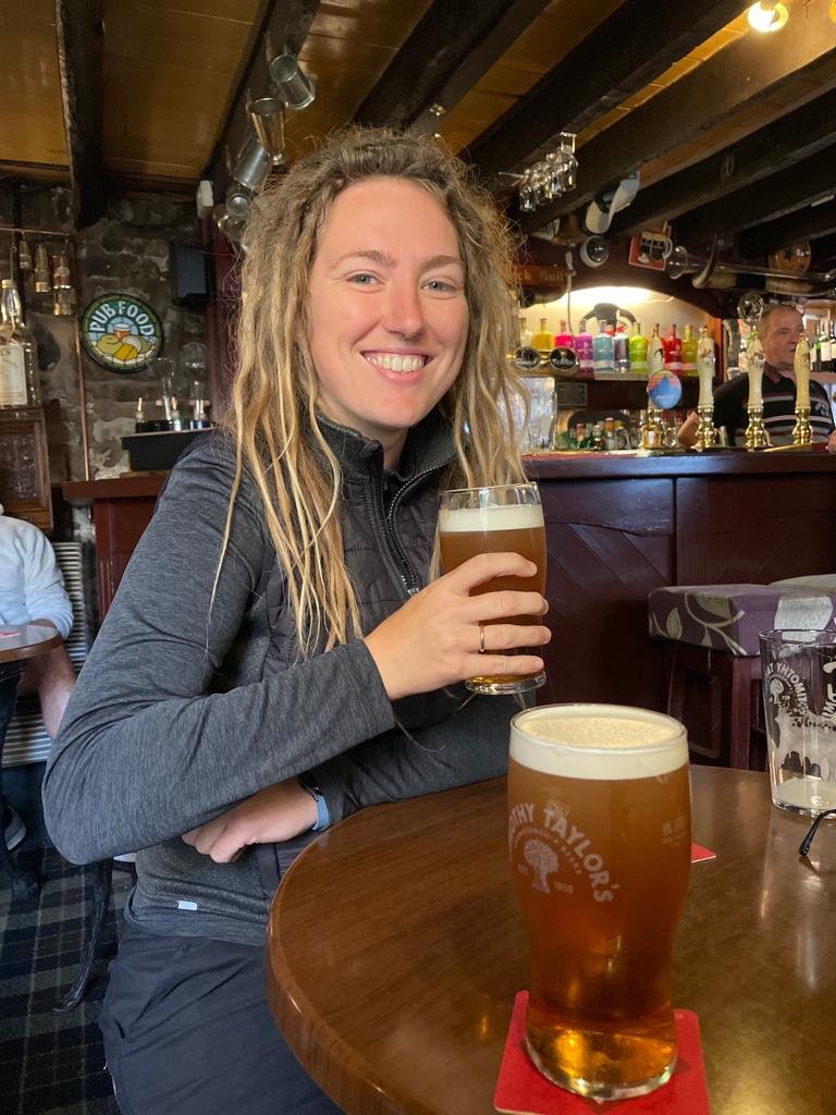 Enjoying a well-deserved pint