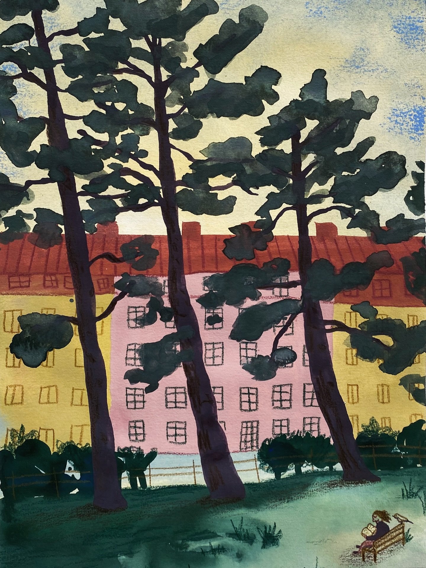 Under the Pine Trees (s&aring;ld)
Gouache och f&auml;rgpennor.
30x40 cm (inkl. passepartout och vit ram)
 
Medverkar just nu i min utst&auml;llning p&aring; Ekholmens bibliotek fram till ons 26/11💚
 
@ekholmensbibliotek