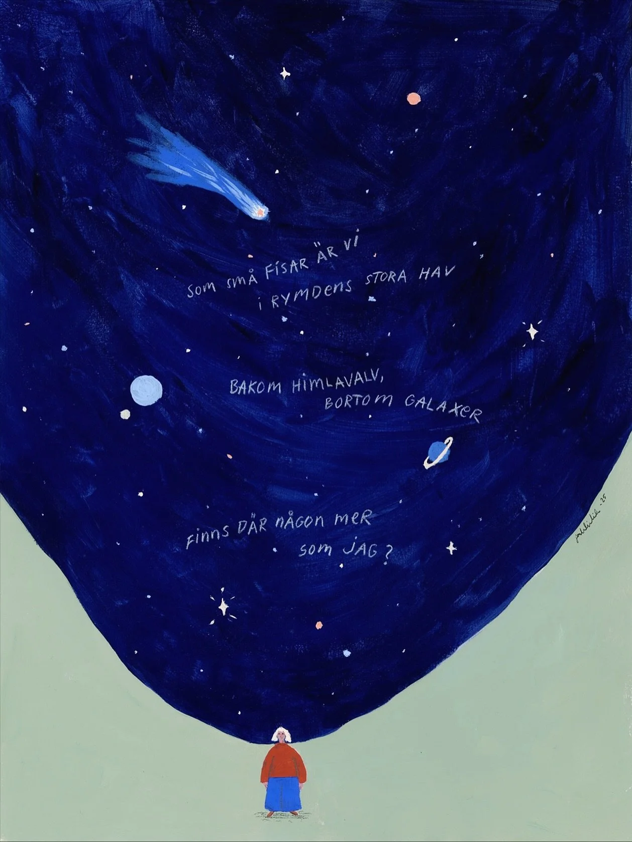 Som sm&aring; fisar &auml;r vi
Akryl, f&auml;rgpennor och blyerts. 
30x40 cm (inklusive ljus tr&auml;ram)
 
Medverkar just nu i min utst&auml;llning p&aring; Ekholmens bibliotek💙 &Auml;ven verken som syns i sista bilden &auml;r med. Alla verk &auml;